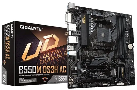 GIGABYTE B550M DS3H AC Moderkort - AMD B550 - AMD AM4-socket - DDR4 RAM - Micro-ATX