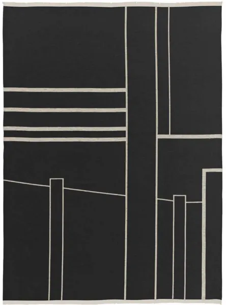 KRISTINA DAM STUDIO Architecture pläd - offwhite och svart bomull (180x130)